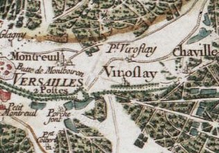 Carte de Cassini représentant Viroflay au XVIIIe siècle, village historique des Yvelines